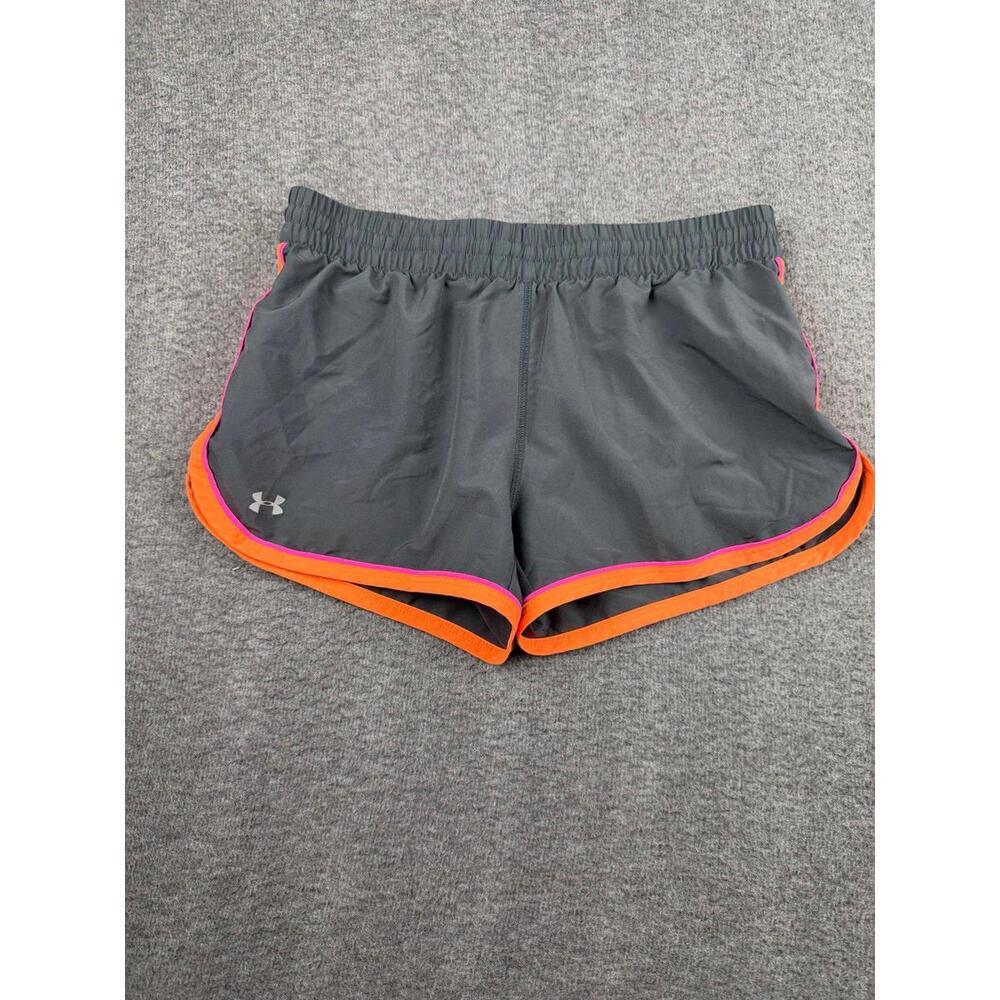 Under Armour Women's Athletic Running Shorts Gray Orange Pink Trim Size Small